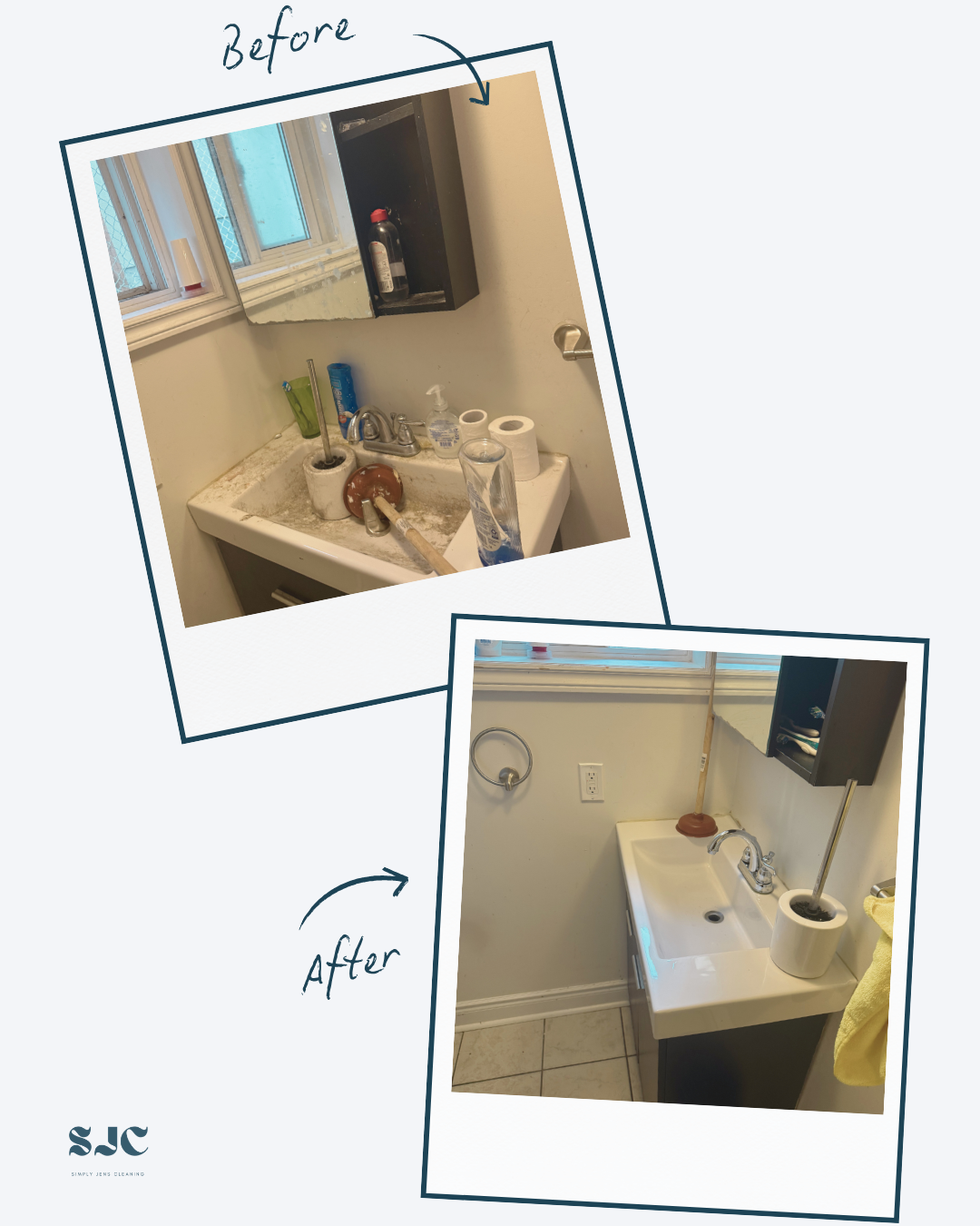 Bathroom before and after cleaning