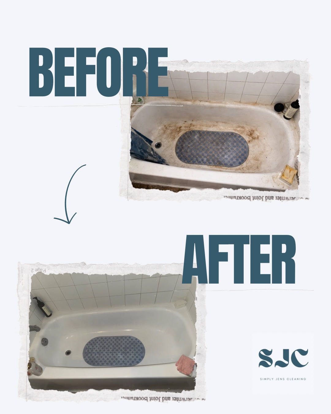 Before and after bathtub deep cleaning